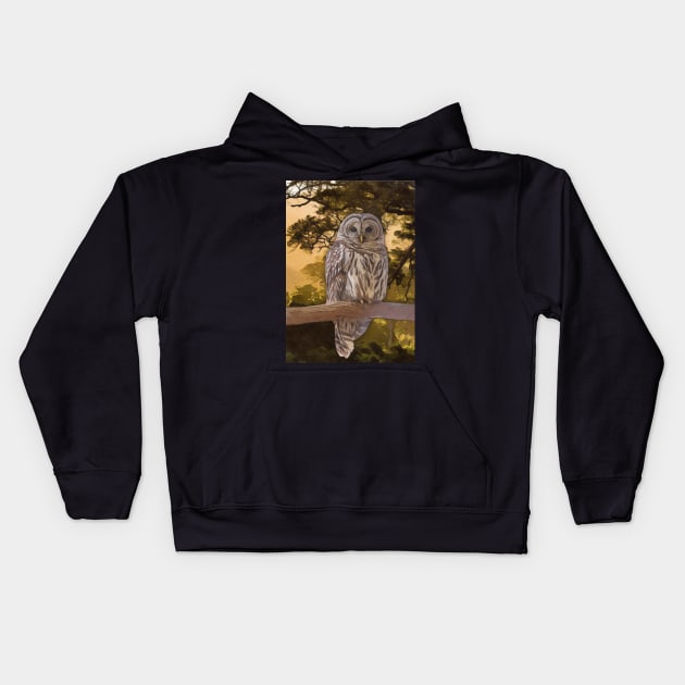 Tawny Owl Artwork Kids Hoodie by NikkiBear67